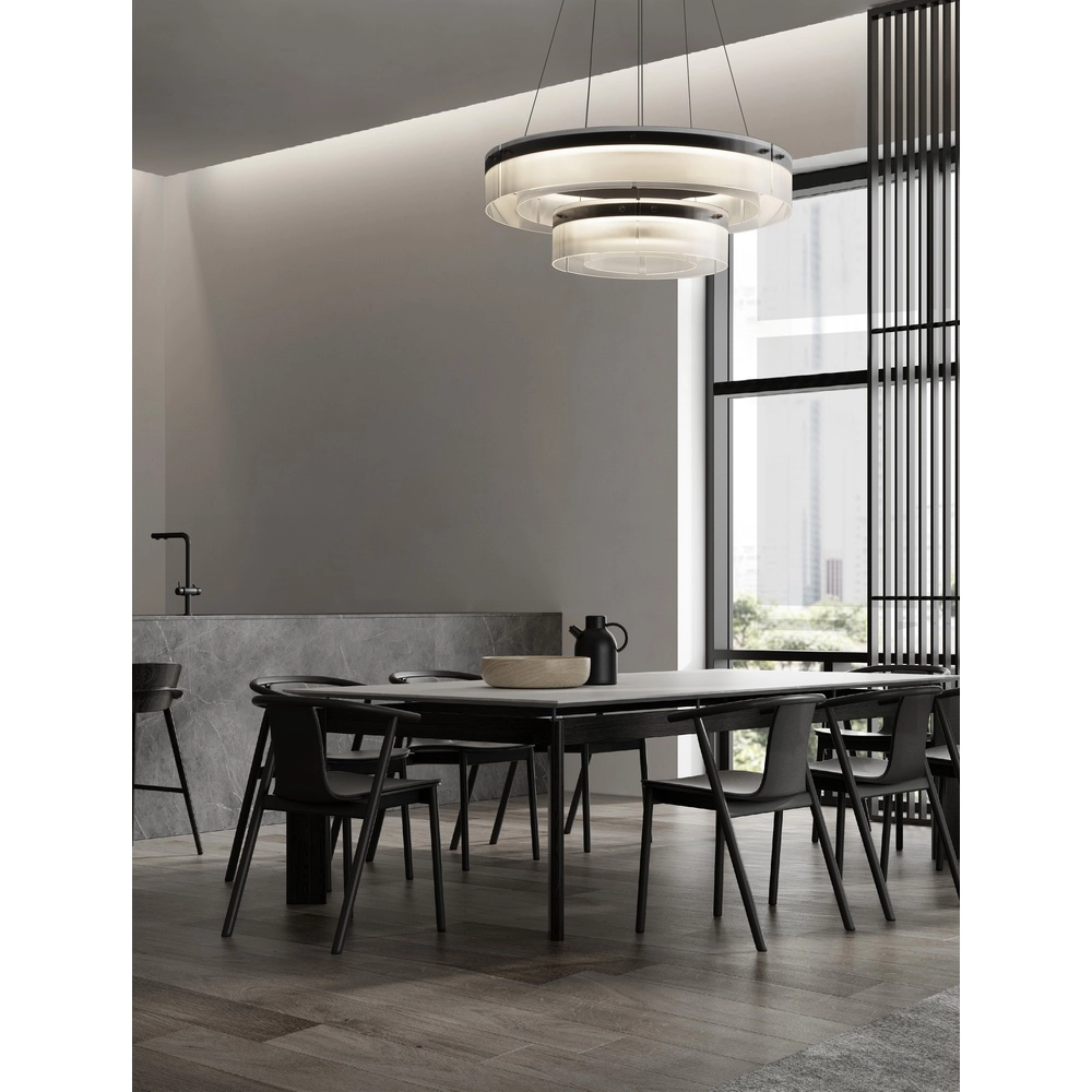Design hanglamp Pauline dubbel zwart met glas Ø 70cm Lyora 5212017445360