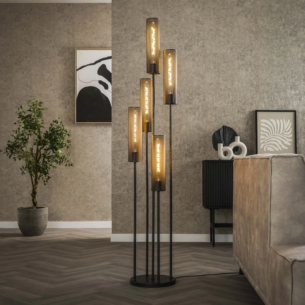Tube vloerlamp Tube 5-lichts - artic zwart