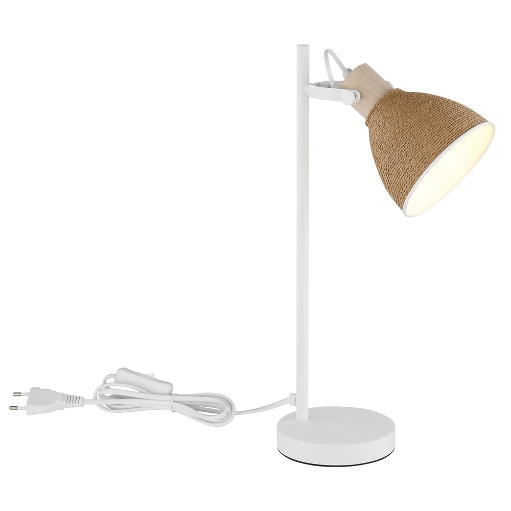 Bureaulamp Lyndon wit met rotan Globo 9007371592746