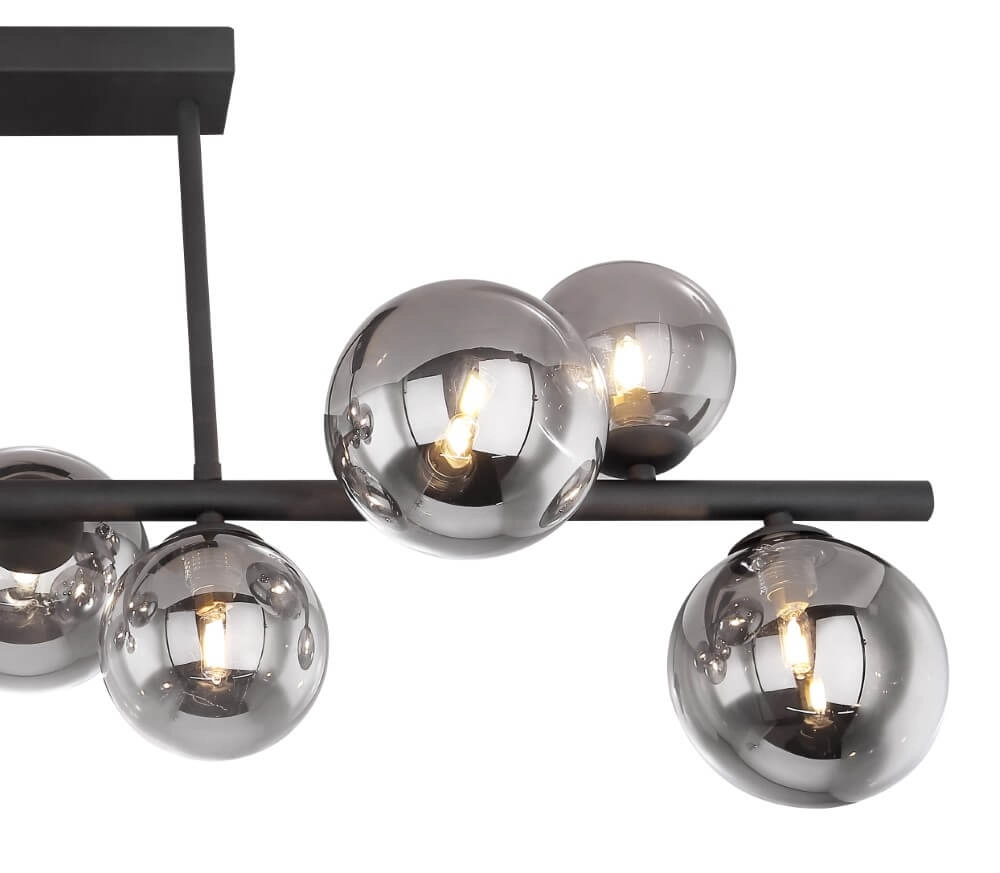 Zwarte plafondlamp met smoke glas Riha Globo 9007371393039