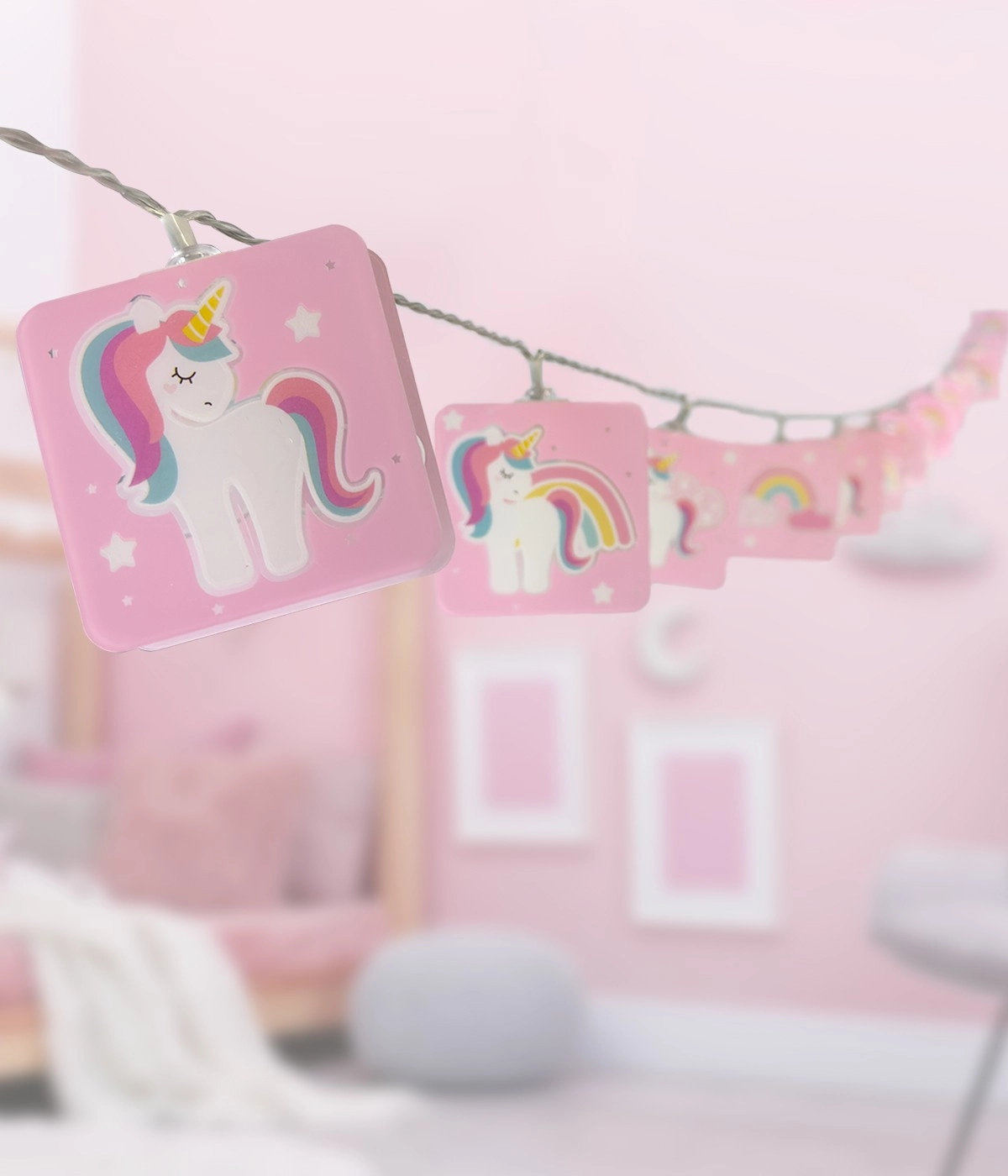Lichtslinger Unicorns roze voor kinderkamer