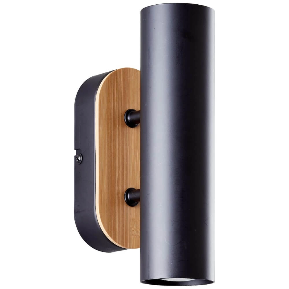 Wandlamp Niels zwart met hout Brilliant 4004353410628