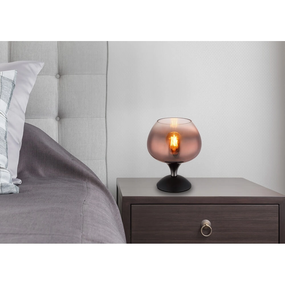 Zwarte tafellamp Maxy met rood glas Ø 15cm Globo 9007371462148