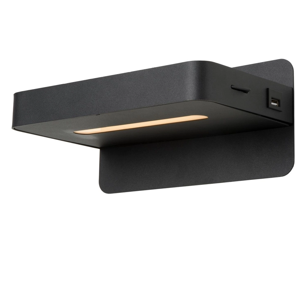 Bedlampje Atkin met USB oplaadpunt zwart Lucide 5411212770820