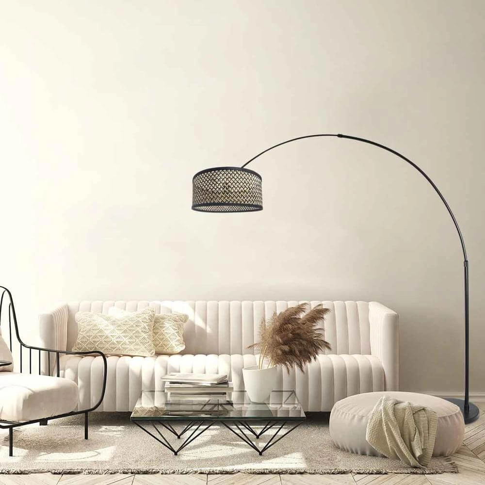 Booglamp Sparkled Light zwart met bamboe kap Steinhauer 8712746172874