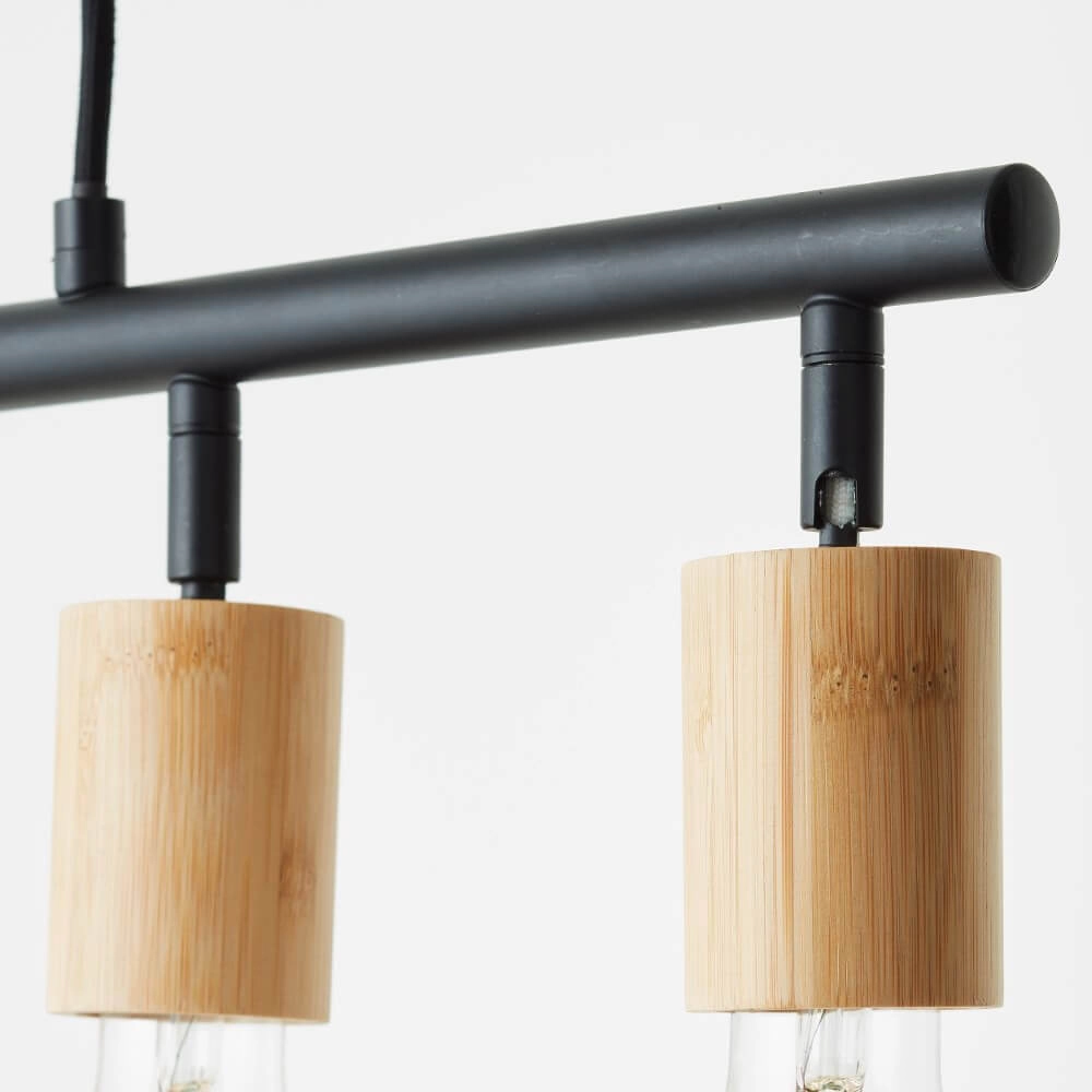 5-lichts hanglamp Tiffany zwart met hout Brilliant 4004353406409
