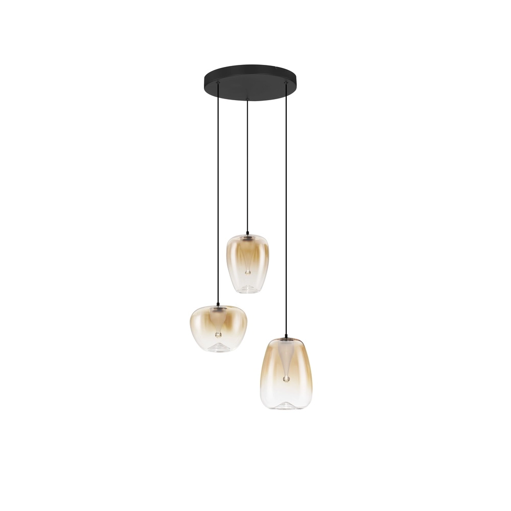 Design hanglamp Oblo 3-lichts amber glas Lyora 5212017474131