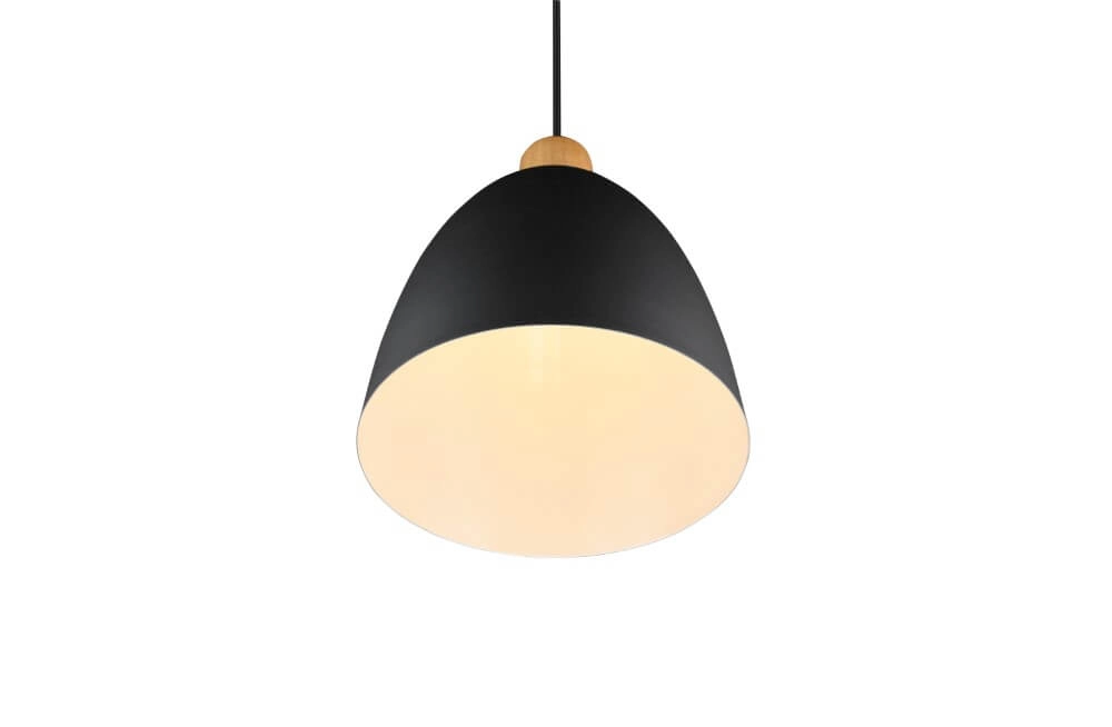 Hanglamp Jagger zwart met houtbruin Trio 4017807503197