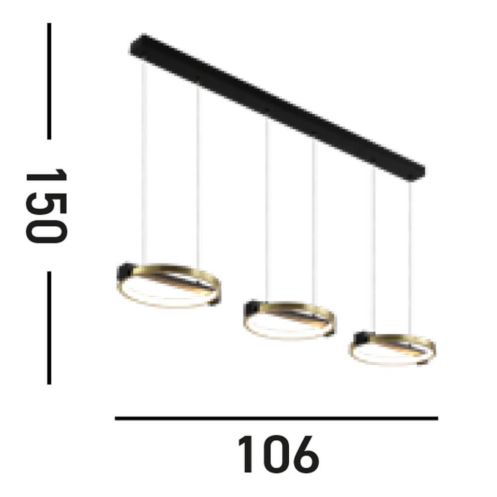 3-lichts hanglamp Aerial zwart en goud Searchlight 5053423274379