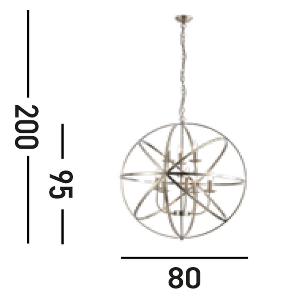 Antieke hanglamp Orbit 8-lichts goud Searchlight 5053423271910