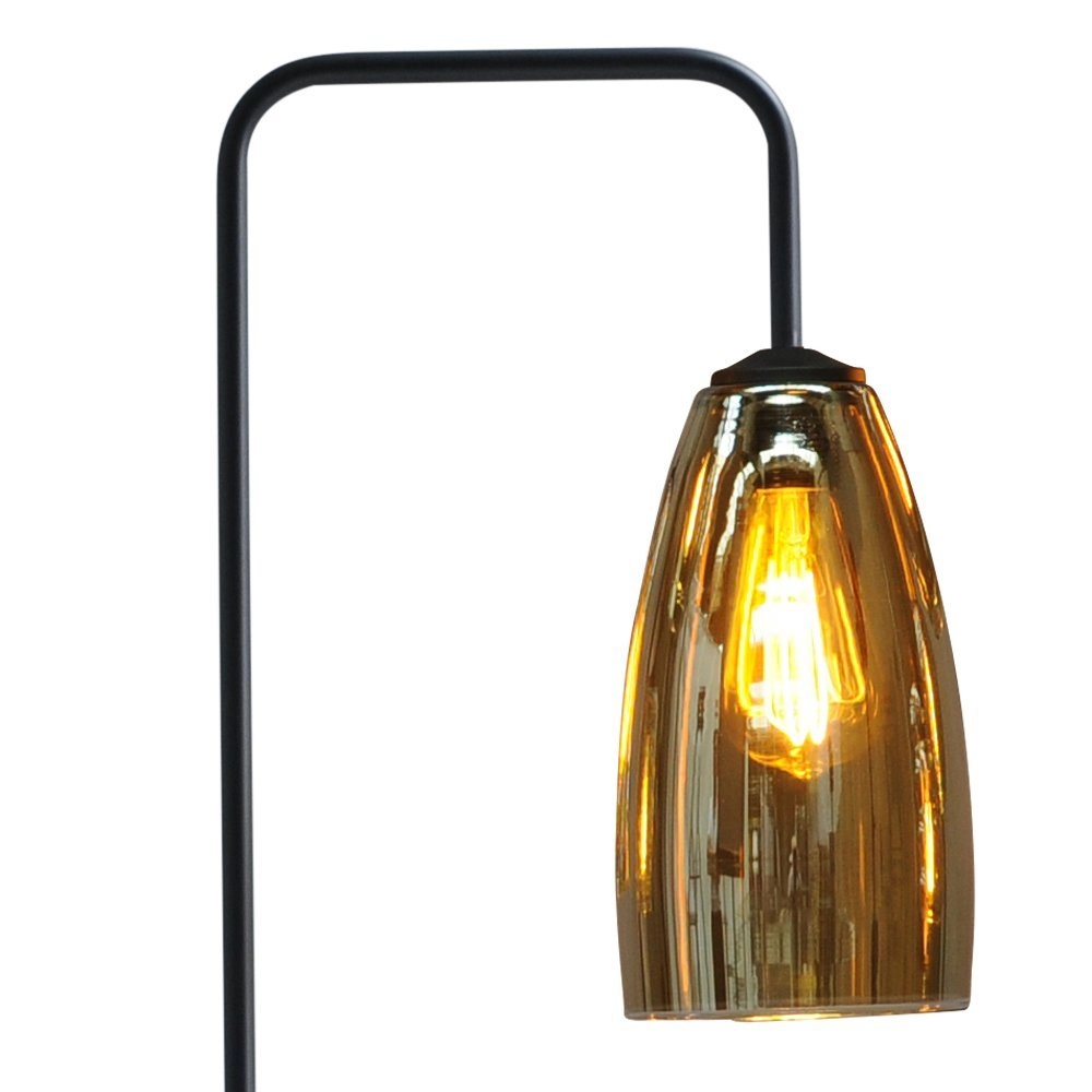 Zwarte vloerlamp Quinto met gestreept glas Masterlight 8718121245041