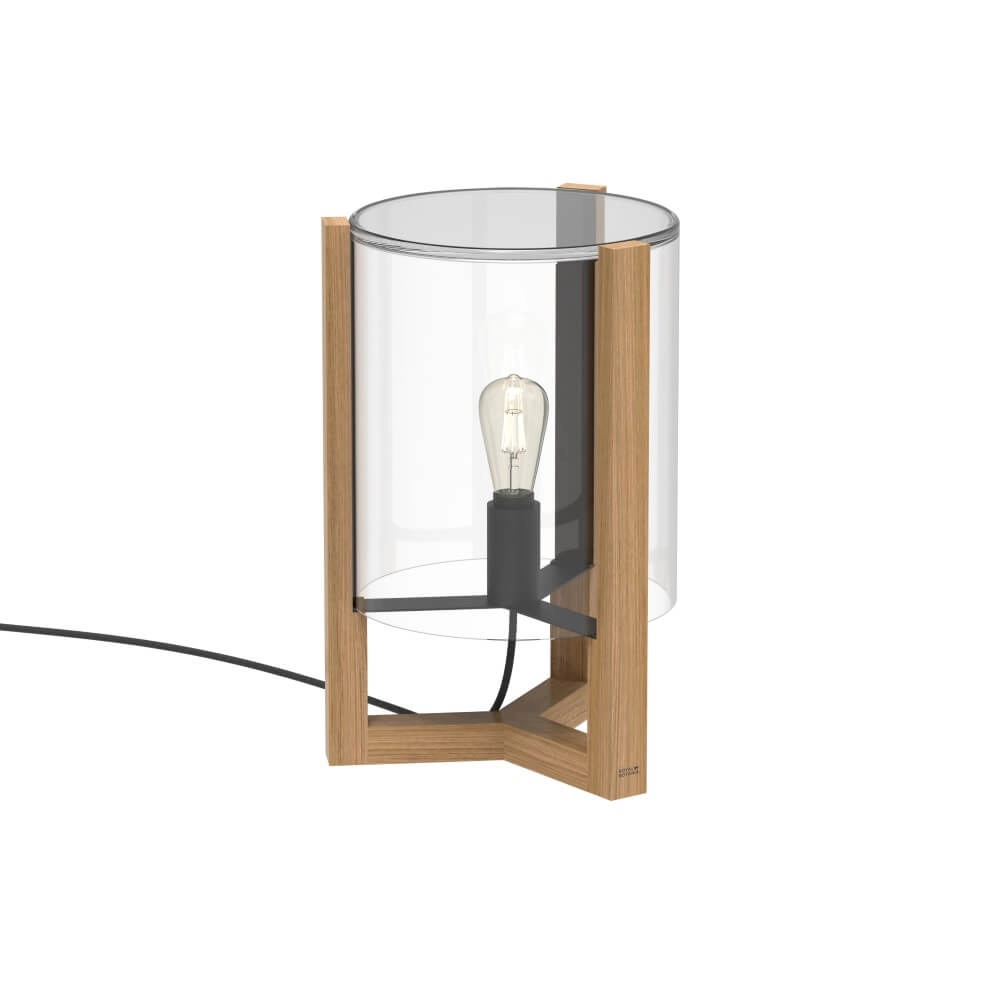 Tafellamp 50cm Tristar teak met helder glas Tafellamp 50cm Tristar teak met helder glas