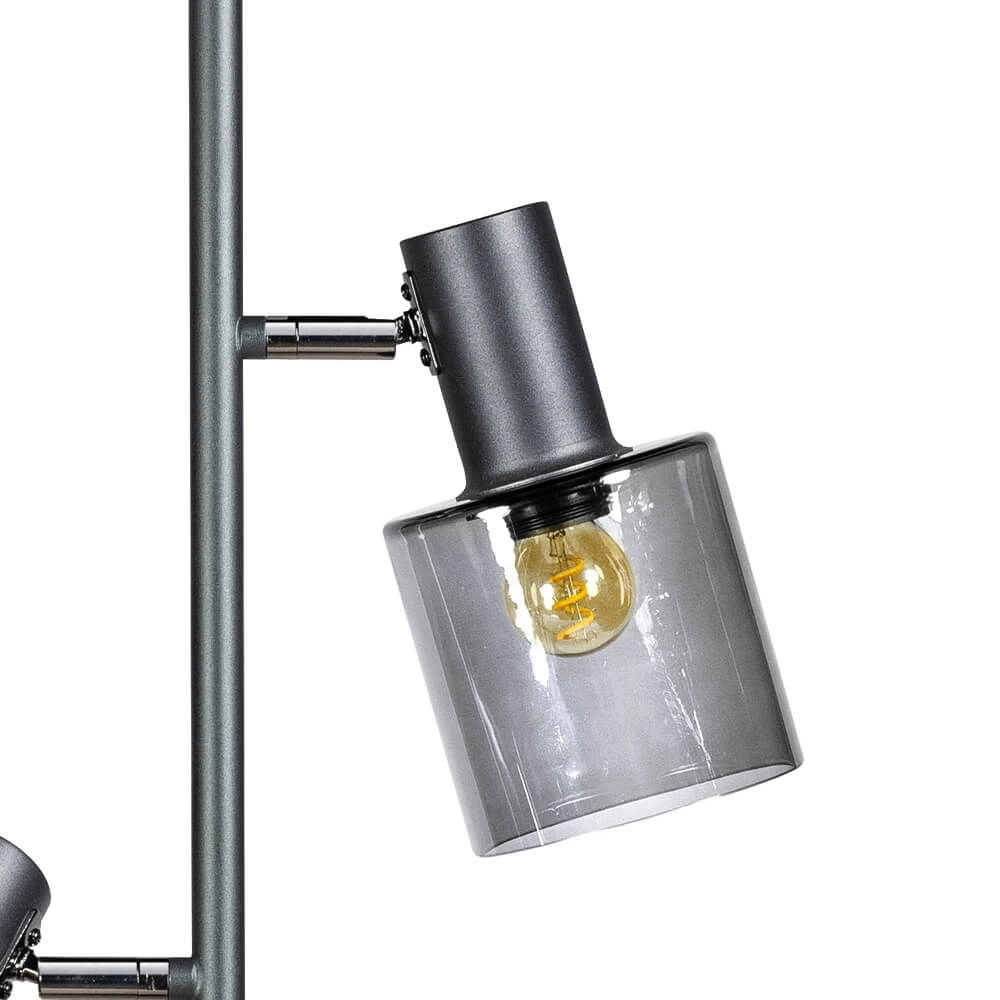 Glazen vloerlamp Sledge Glass 3-lichts zwart met smoke glas ETH 8720195302896