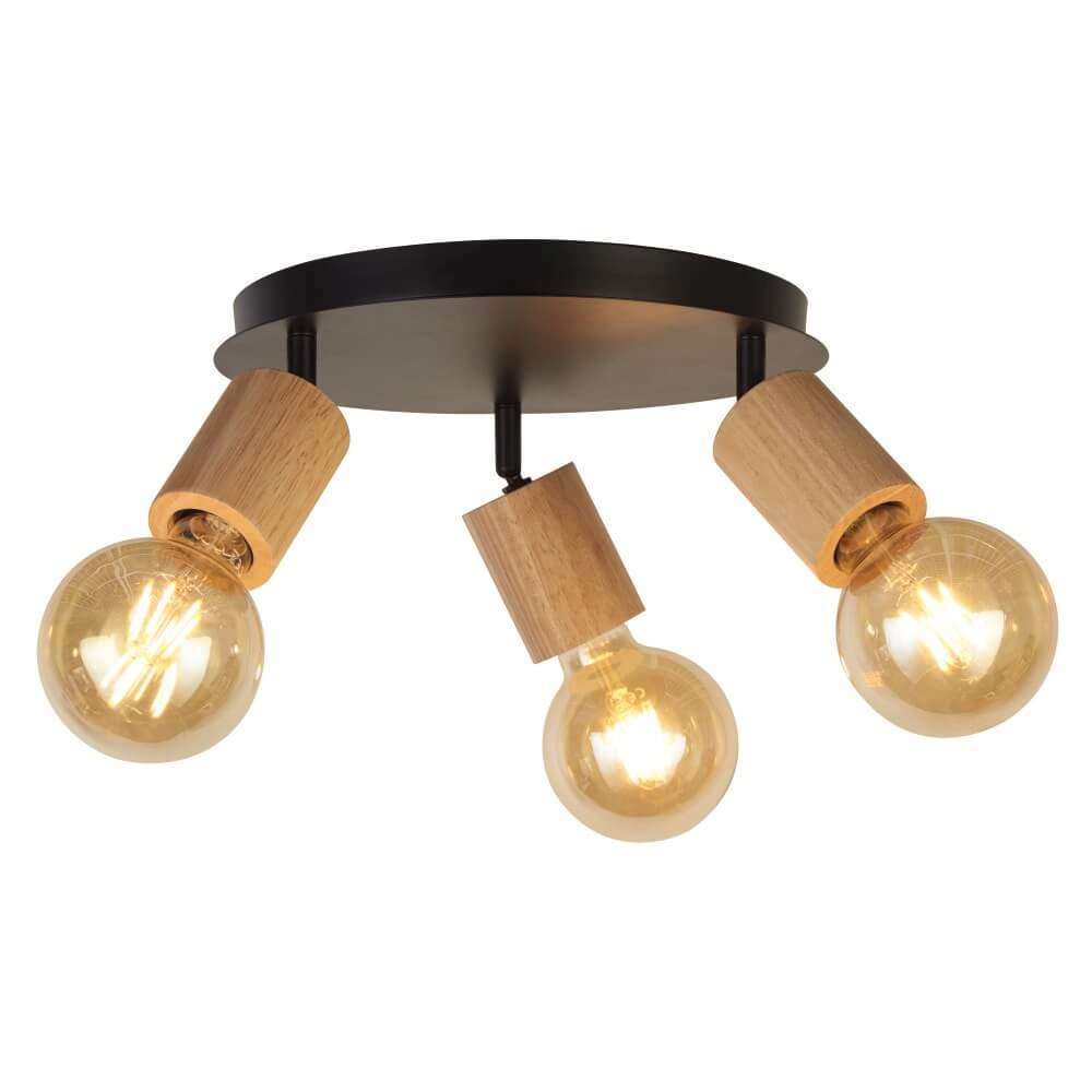 Houten plafondlamp Spinny 3-lichts Houten plafondlamp Spinny 3-lichts