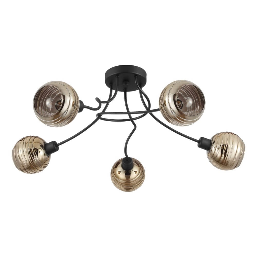 Zwarte plafondlamp Creppo 5-lichts Zwarte plafondlamp Creppo 5-lichts
