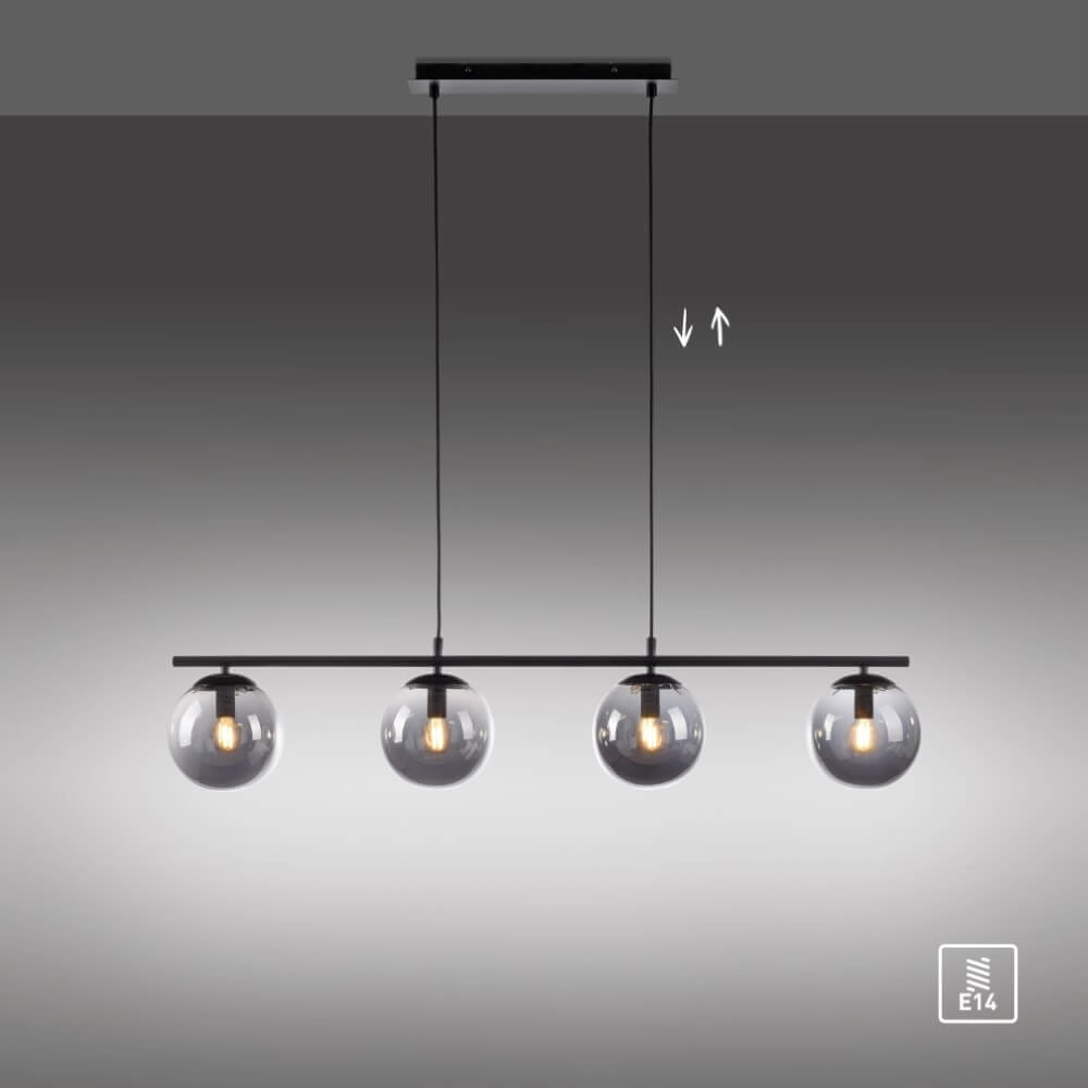 Zwarte hanglamp Big Widow 4-lichts Just Light 4043689988395