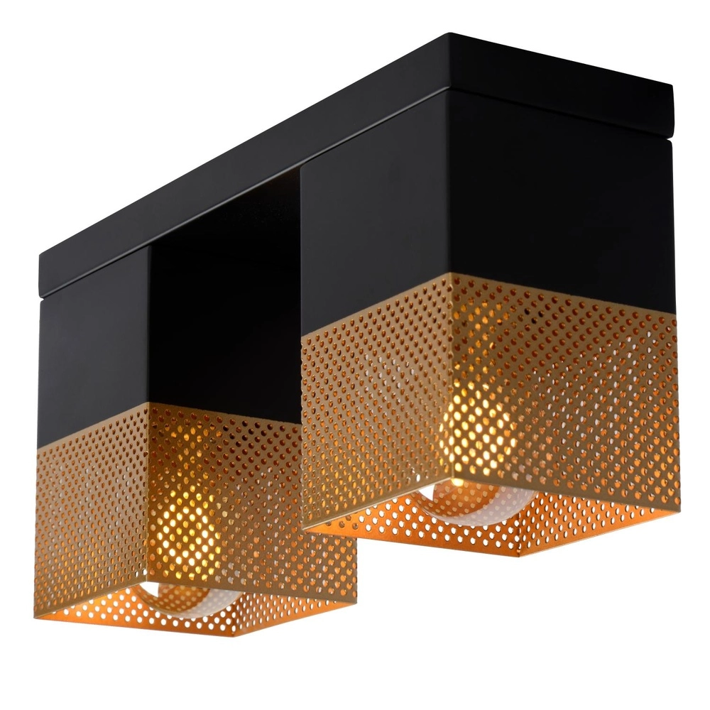 Design plafondlamp Renate zwart met goud Lucide 5411212211255