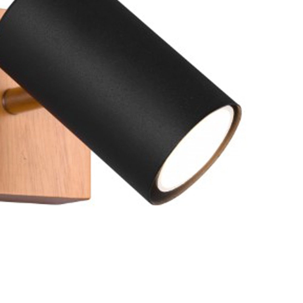 Landelijk wandspotje Marley zwart met hout Trio 4017807487954