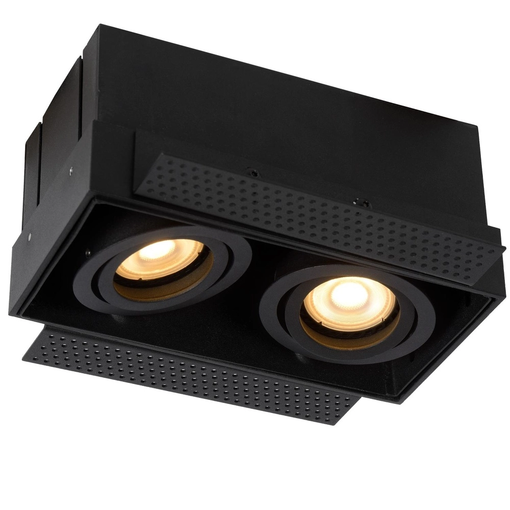 Strakke inbouwspot Trimless dubbel zwart Lucide 5411212092236