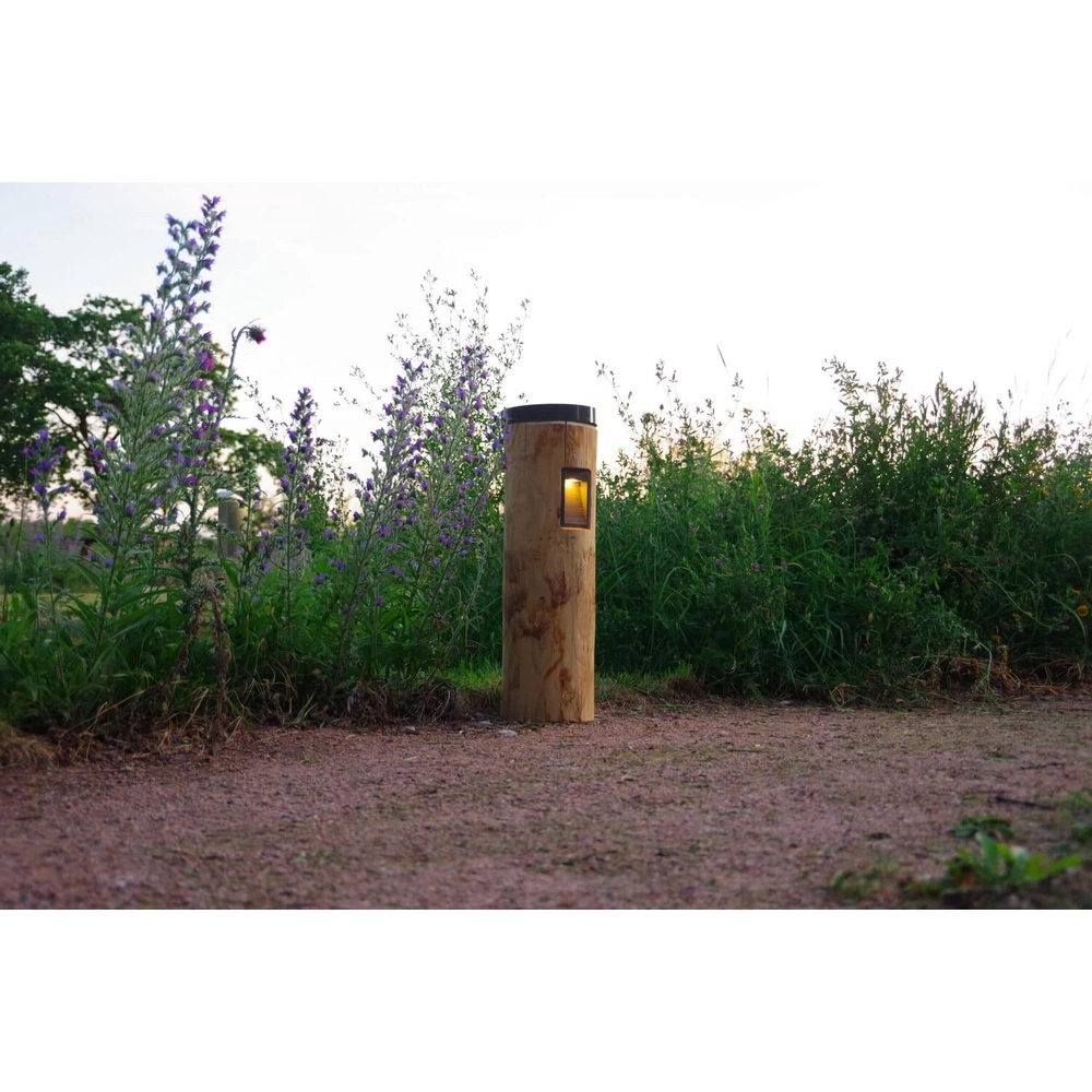 Houten solar padverlichting Piatto Kastanje - 65cm - 2700K