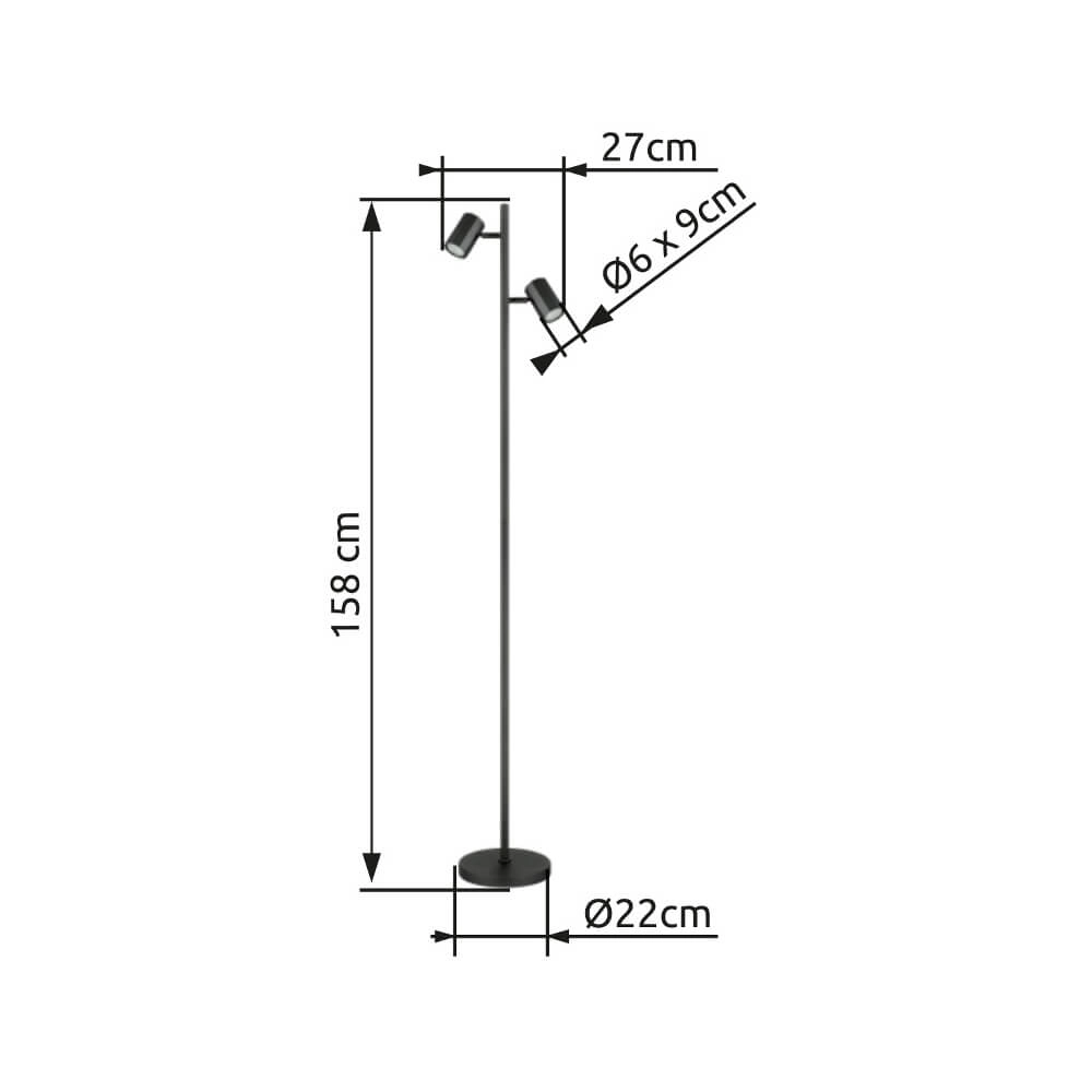 Grijze vloerlamp James dubbel Globo 9007371456840