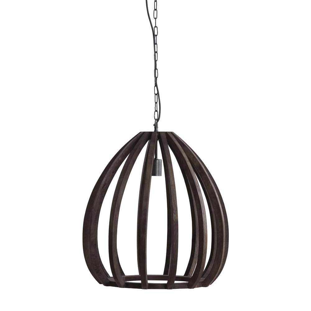 Houten hanglamp Barsia Ø 50cm - walnoot kleur