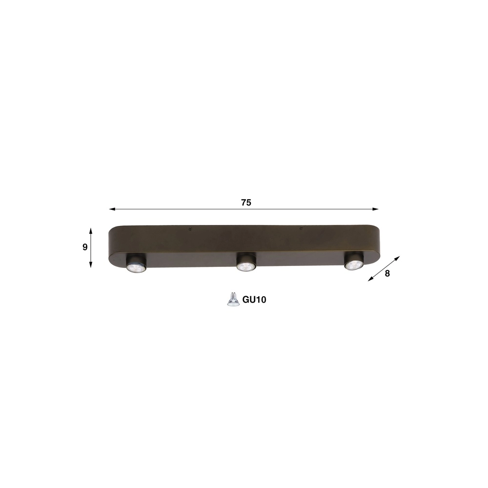 3-lichts opbouwspot Bar Sienna bruin Lyora 8716803510937
