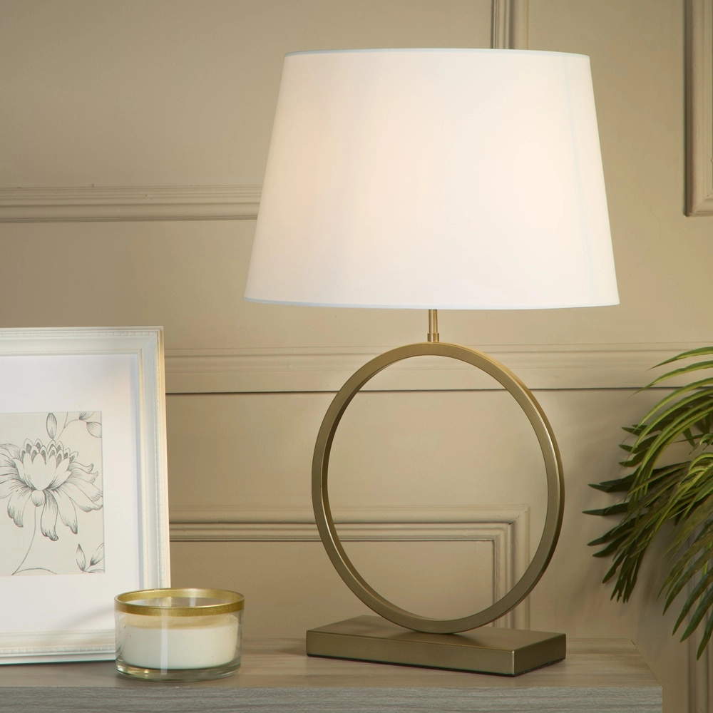 Tafellamp Elegant brons met witte kap Searchlight 5053423305004