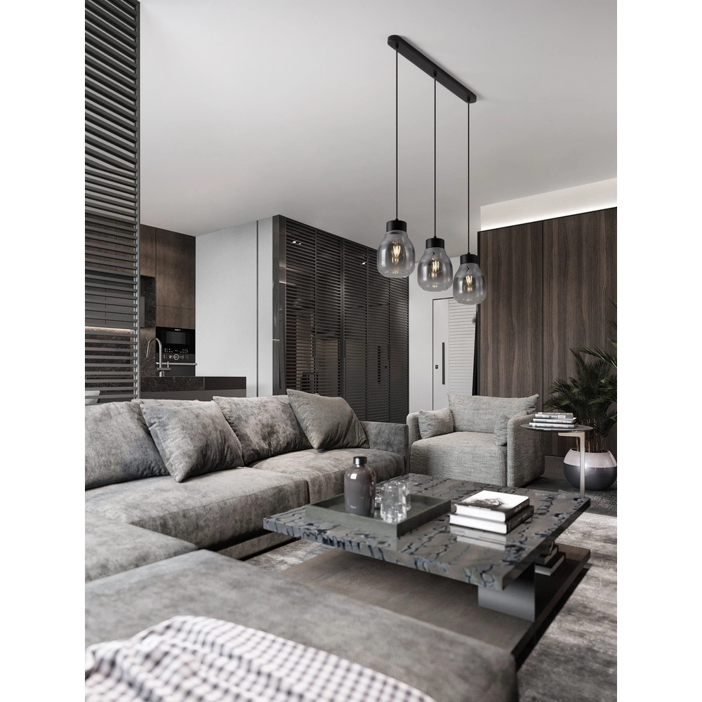 Hanglamp Blacu 3-lichts zwart recht Lyora 5212017447494