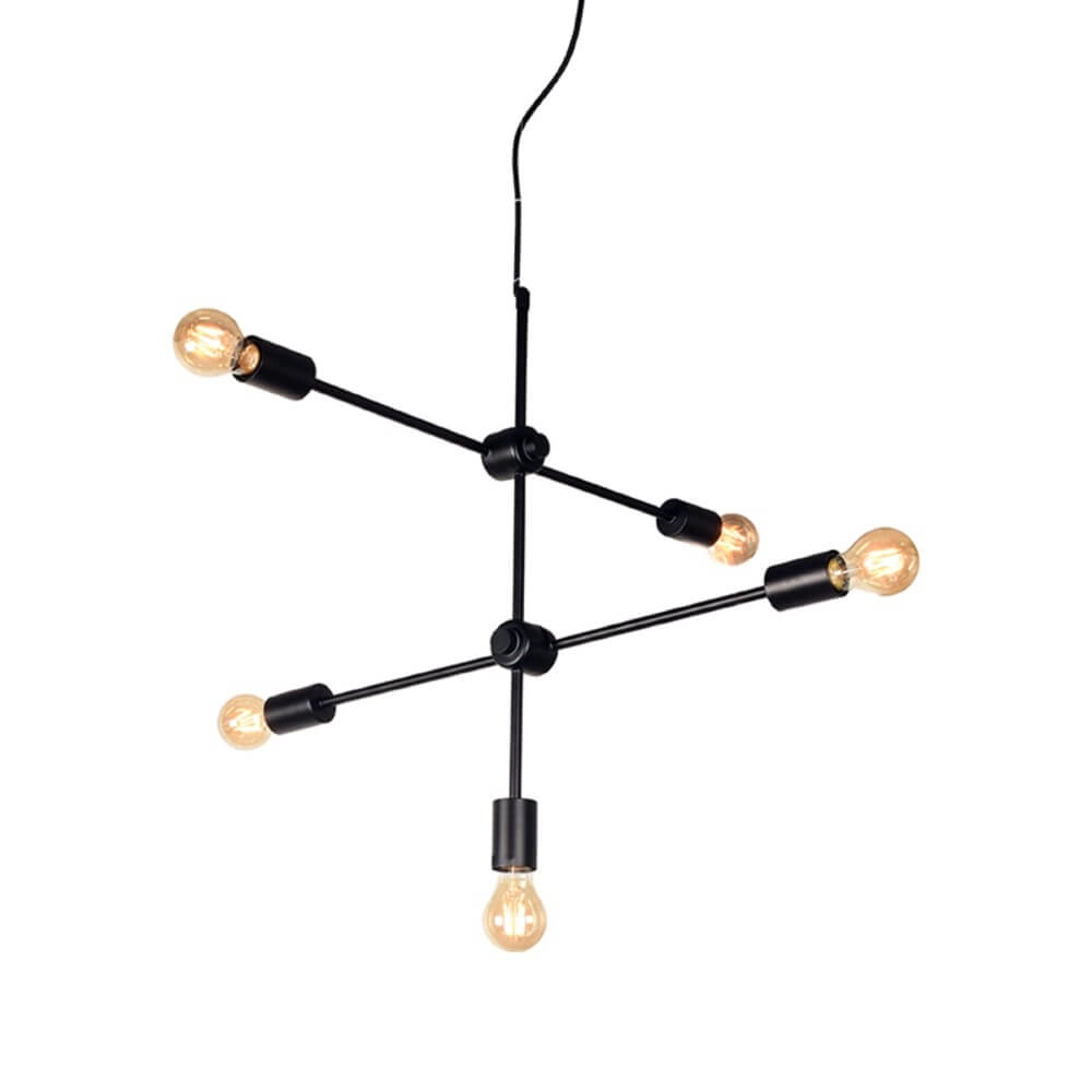 5-lichts hanglamp Stilo Ø 70cm - zwart