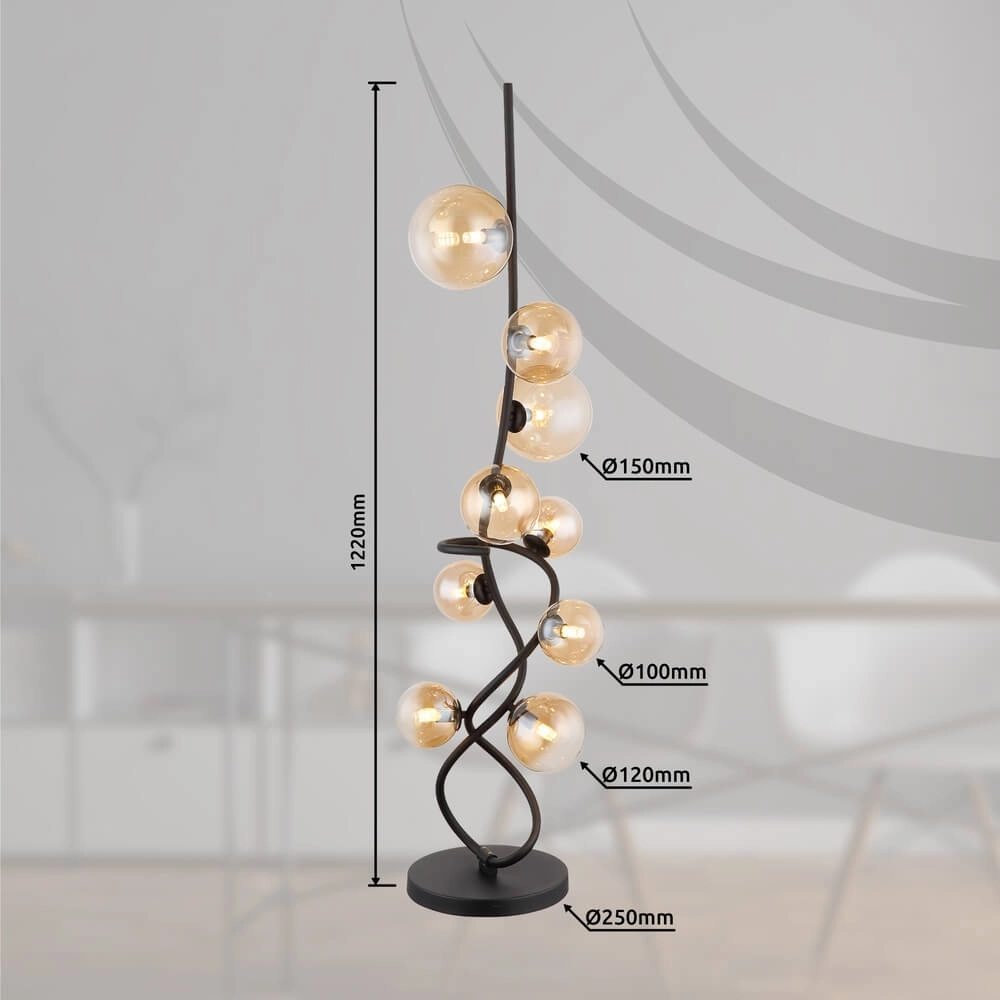 Zwarte vloerlamp Tuberius design 9-lichts Globo 9007371455447