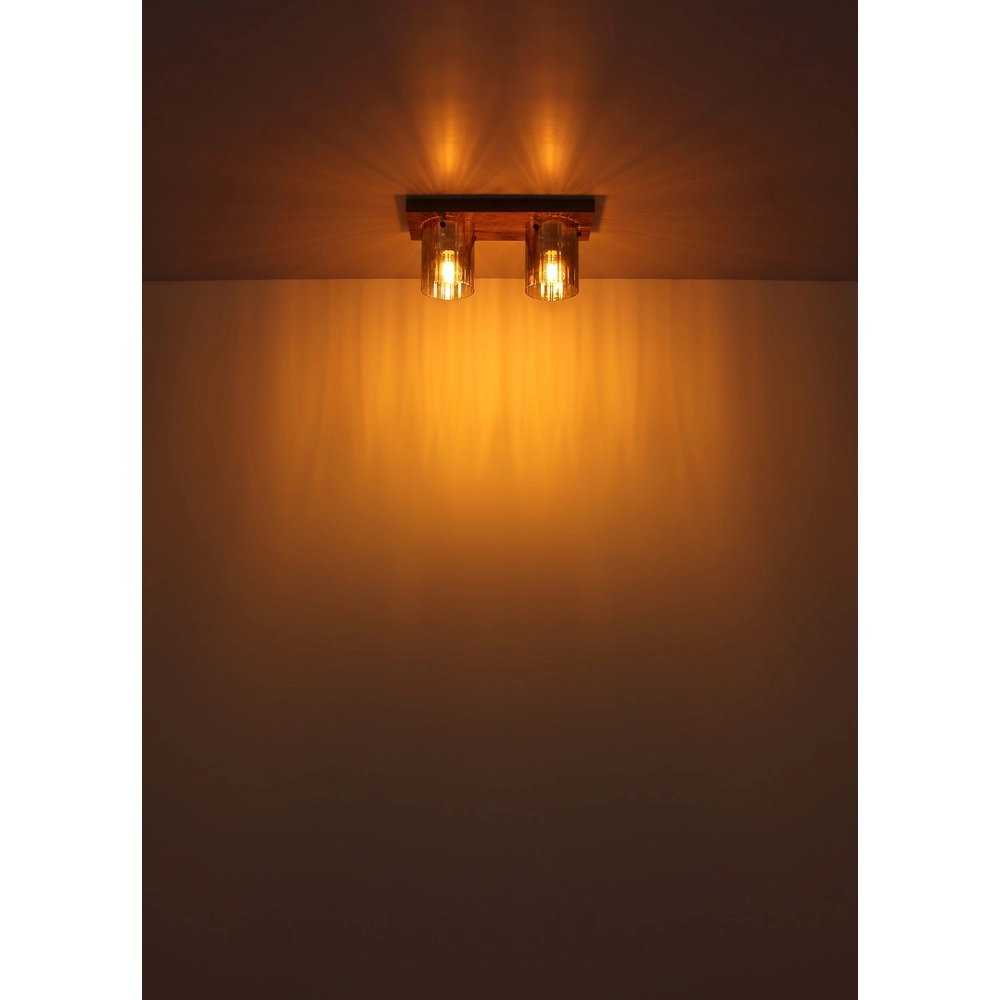 Plafondlamp Underwood hout 2-lichts Globo 9007371481033