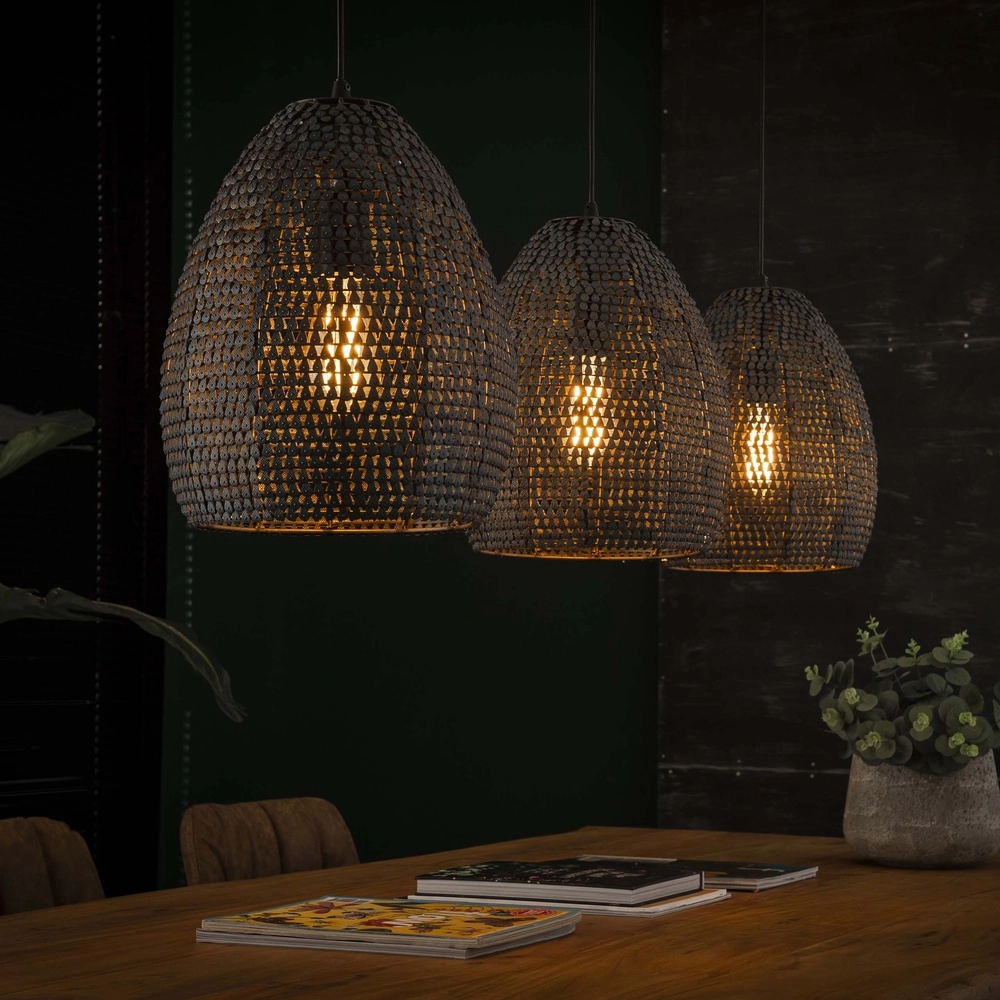 Schubbenlook hanglamp Armor 3x Ø 26cm