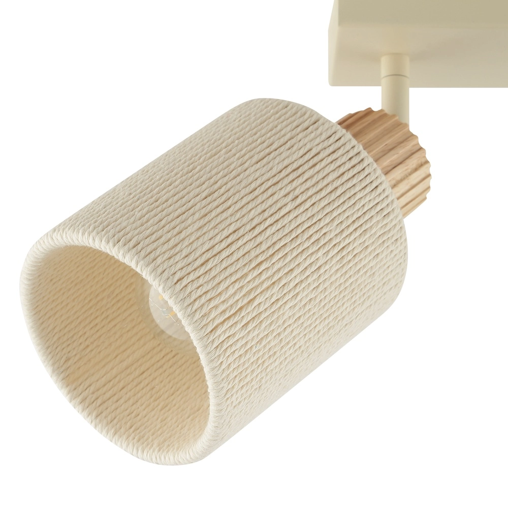 Plafondlamp Arlo zand bruin met hout 2-lichts Brilliant 4004353477041
