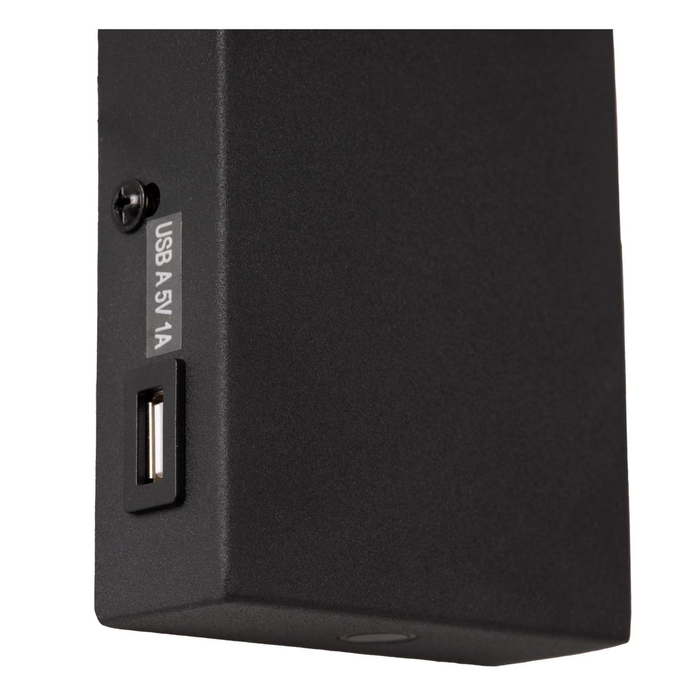 Bedlampje Alec zwart met USB poort Lucide 5411212031952