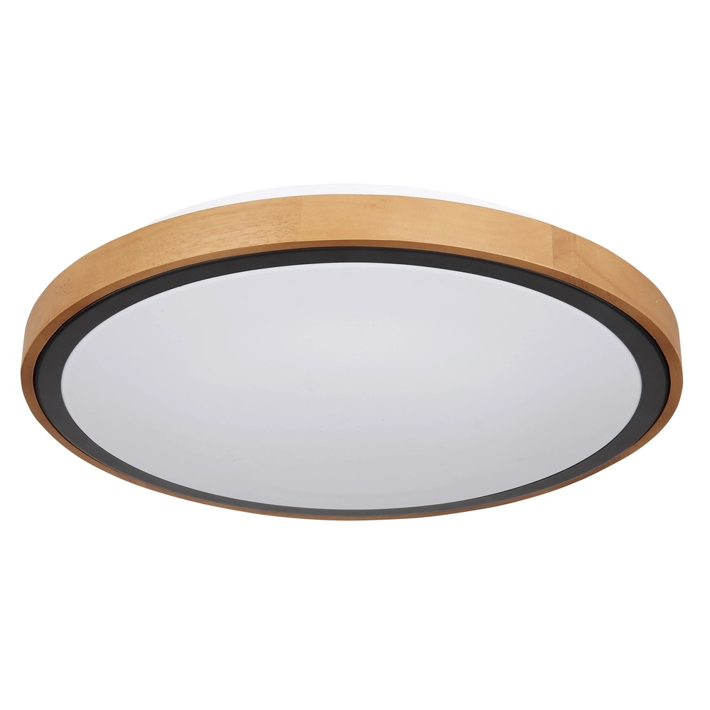 Plafondlamp Bruno Ø 43,7 zwart met hout Globo 9007371436484