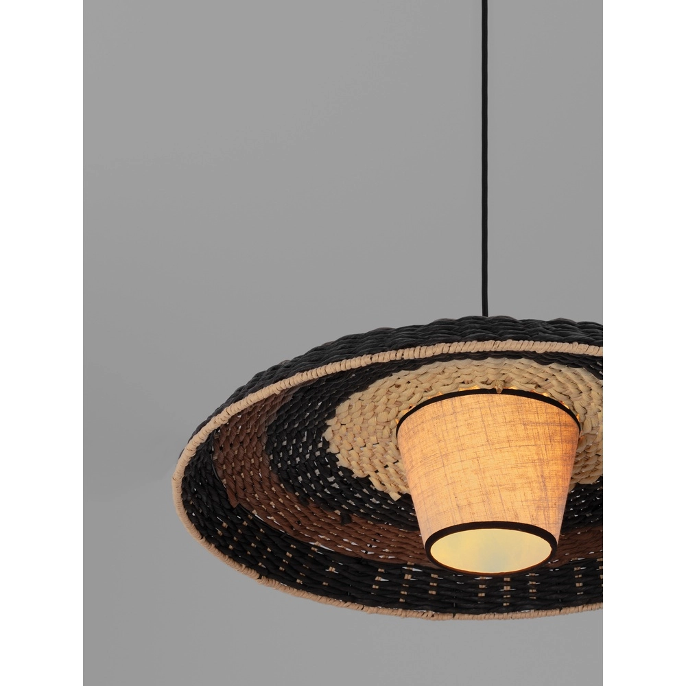 Hanglamp Capa zwart met rotan Lyora 5212017452917