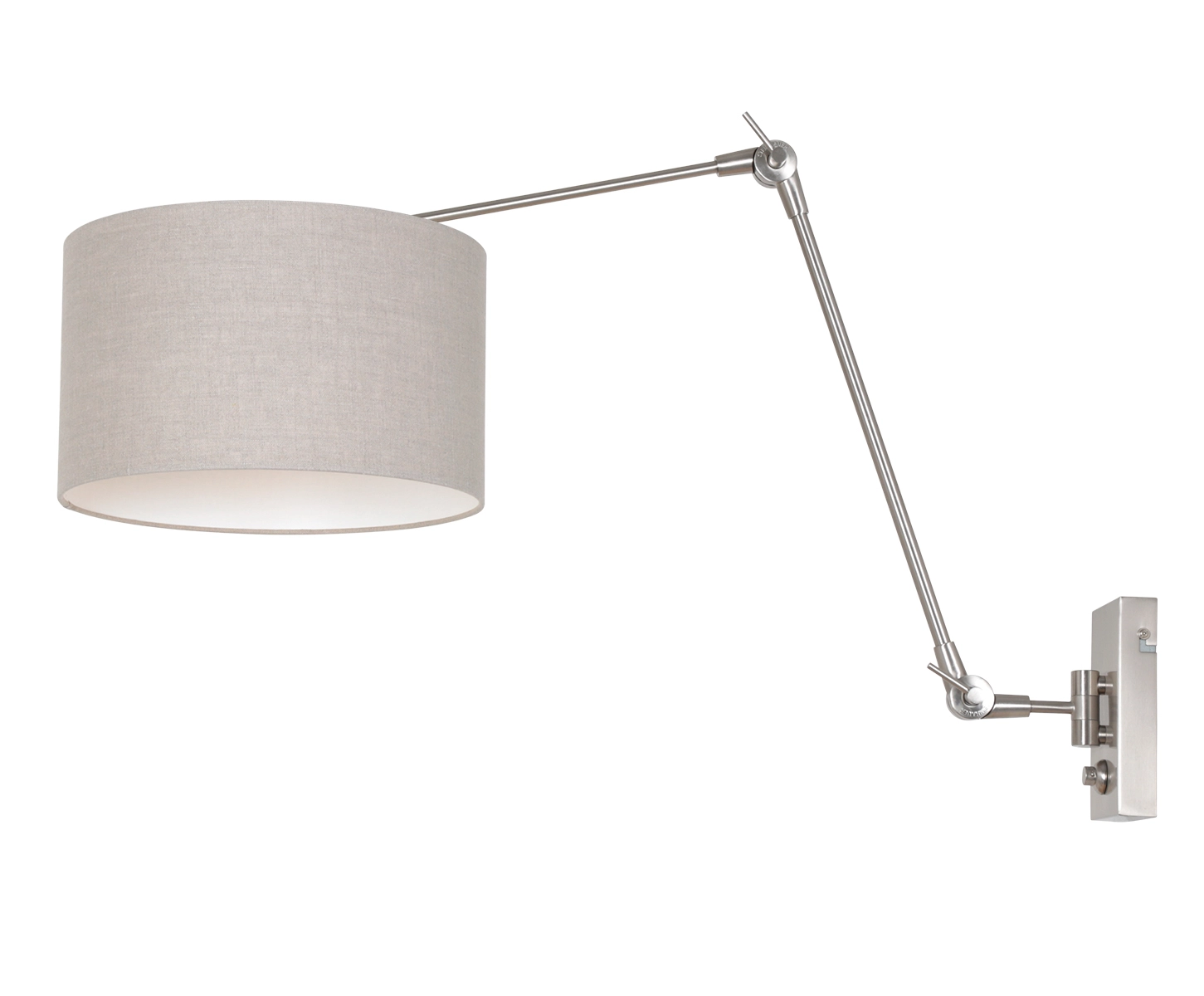 Wand Leeslamp Prestige Chic RVS met 30cm taupe lampenkap Steinhauer 8712746145779