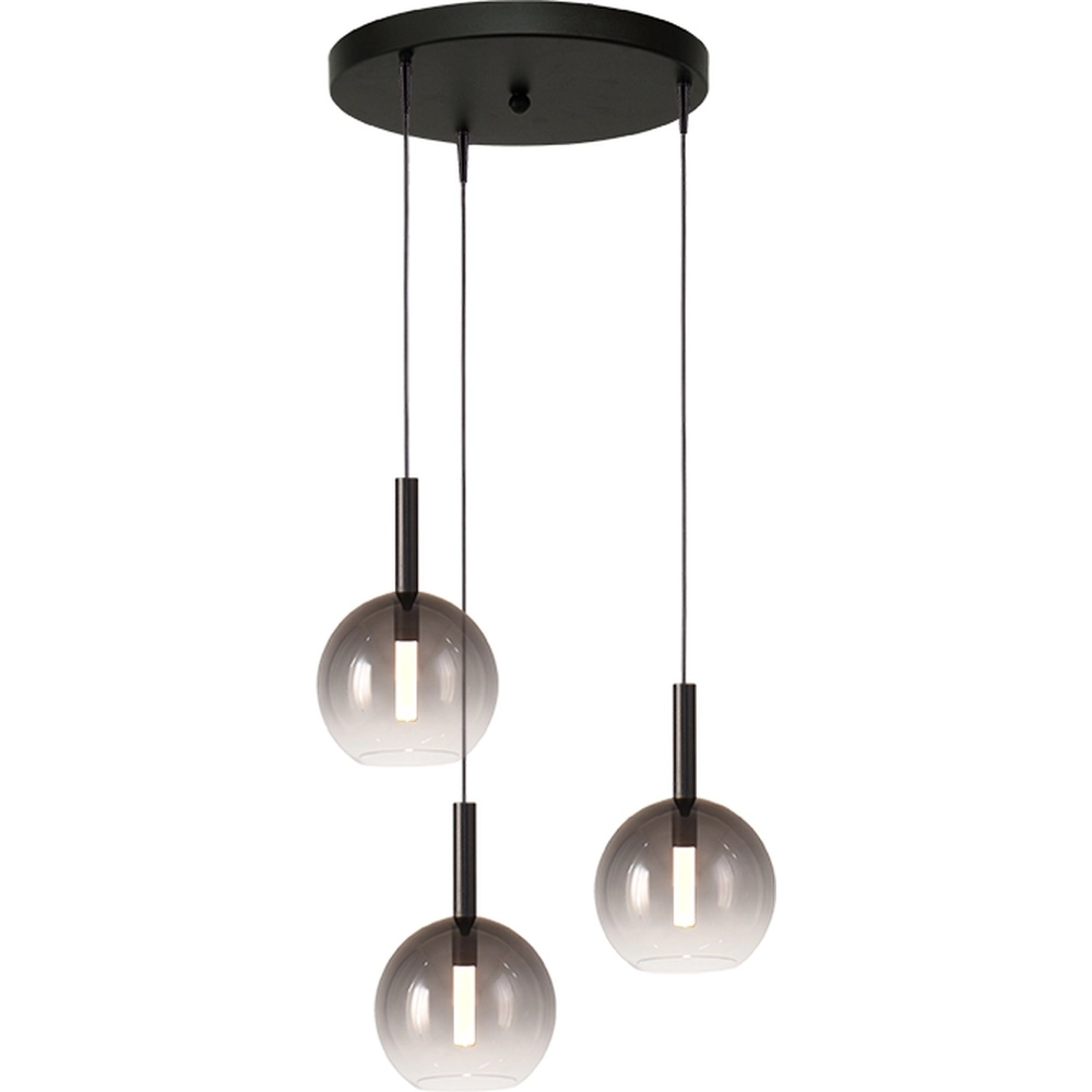 3L vide hanglamp Lido Ball met Ø 17cm smoke-fading glas