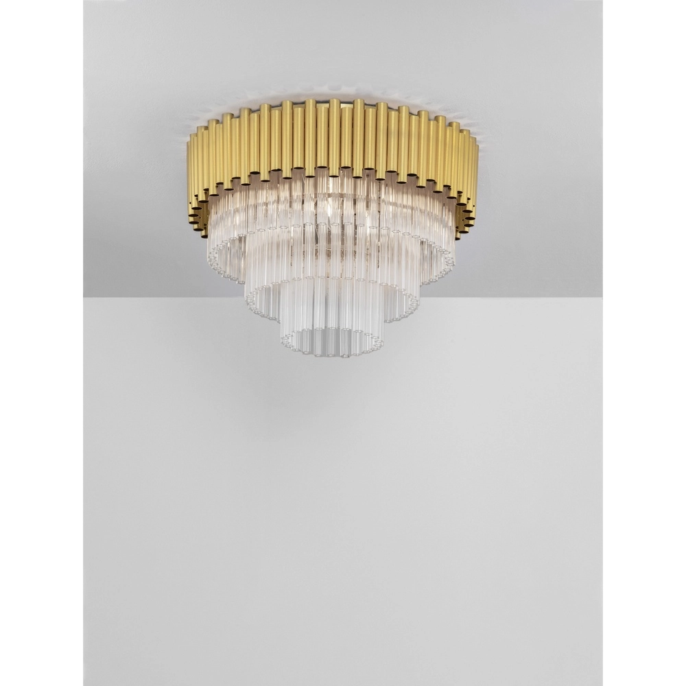 Plafondlamp Magnolia goud met kristal Ø 50cm
