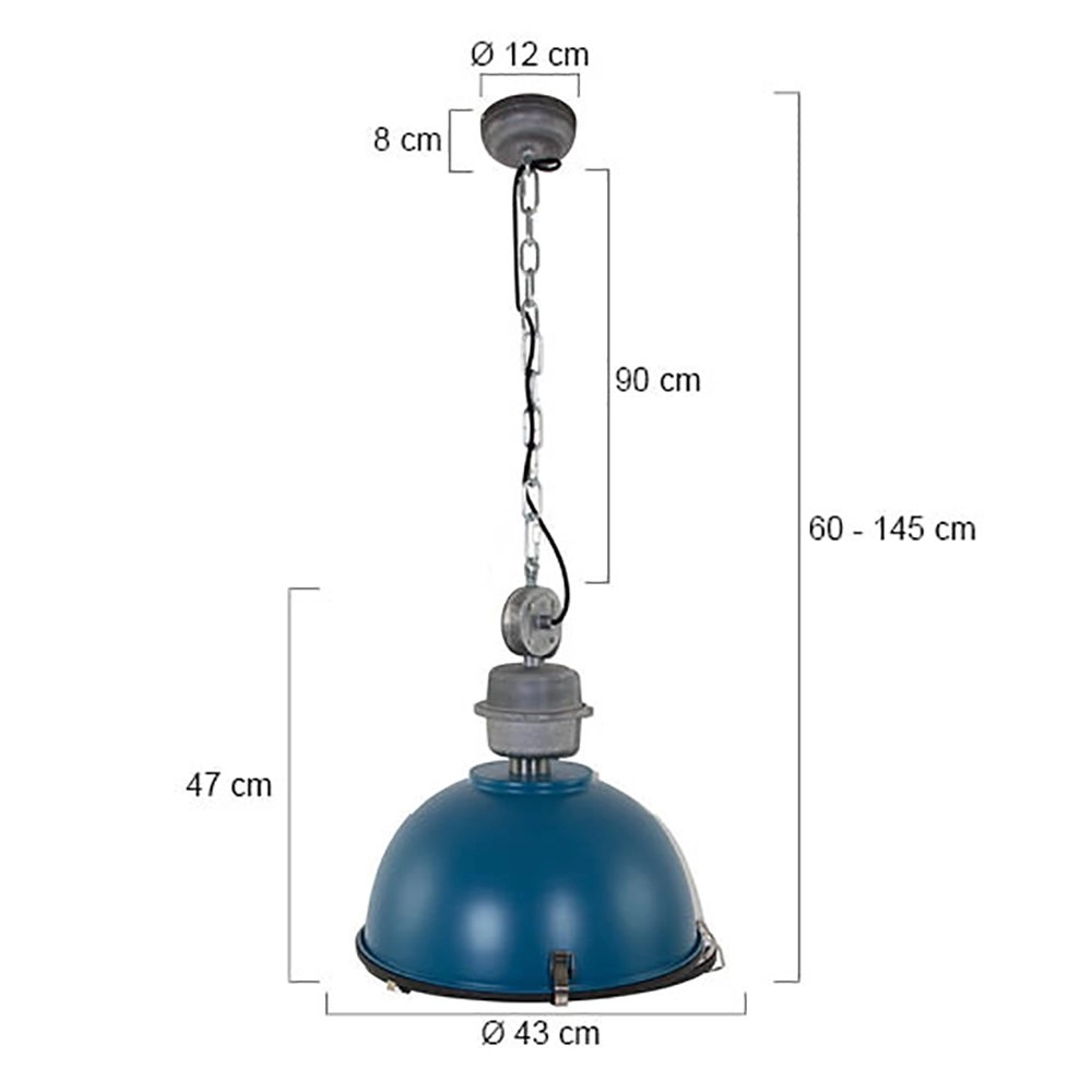 Hanglamp Bikkel blauw met metaalgrijs Steinhauer 8712746105162