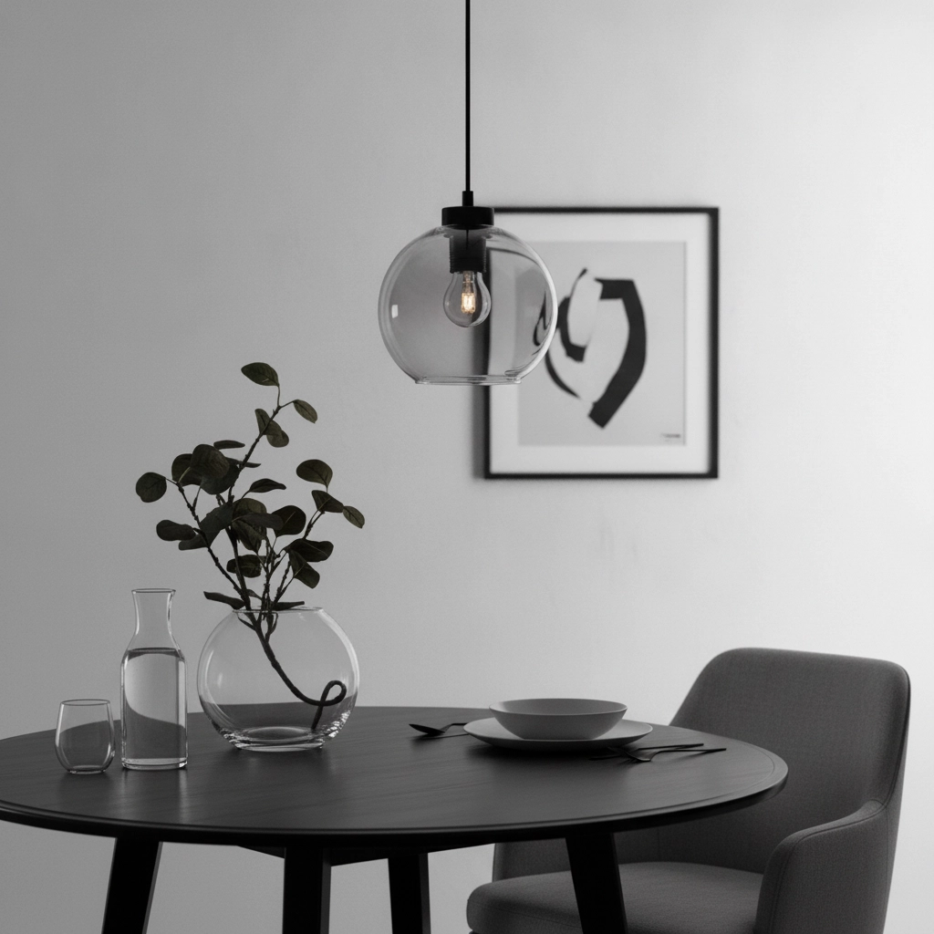 Hanglamp Palmer enkel zwart met smoke glas