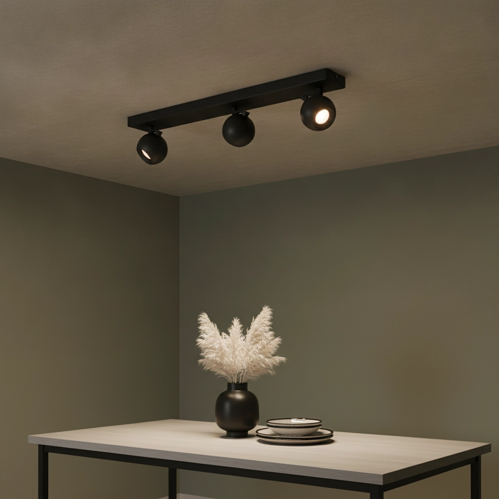 Plafondlamp Bolero bol 3-lichts zwart