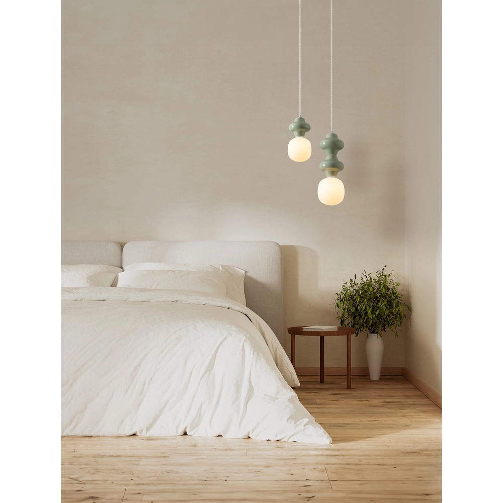 Hanglamp Clio M lichtgroen keramiek met wit glas Lyora 5212017461278