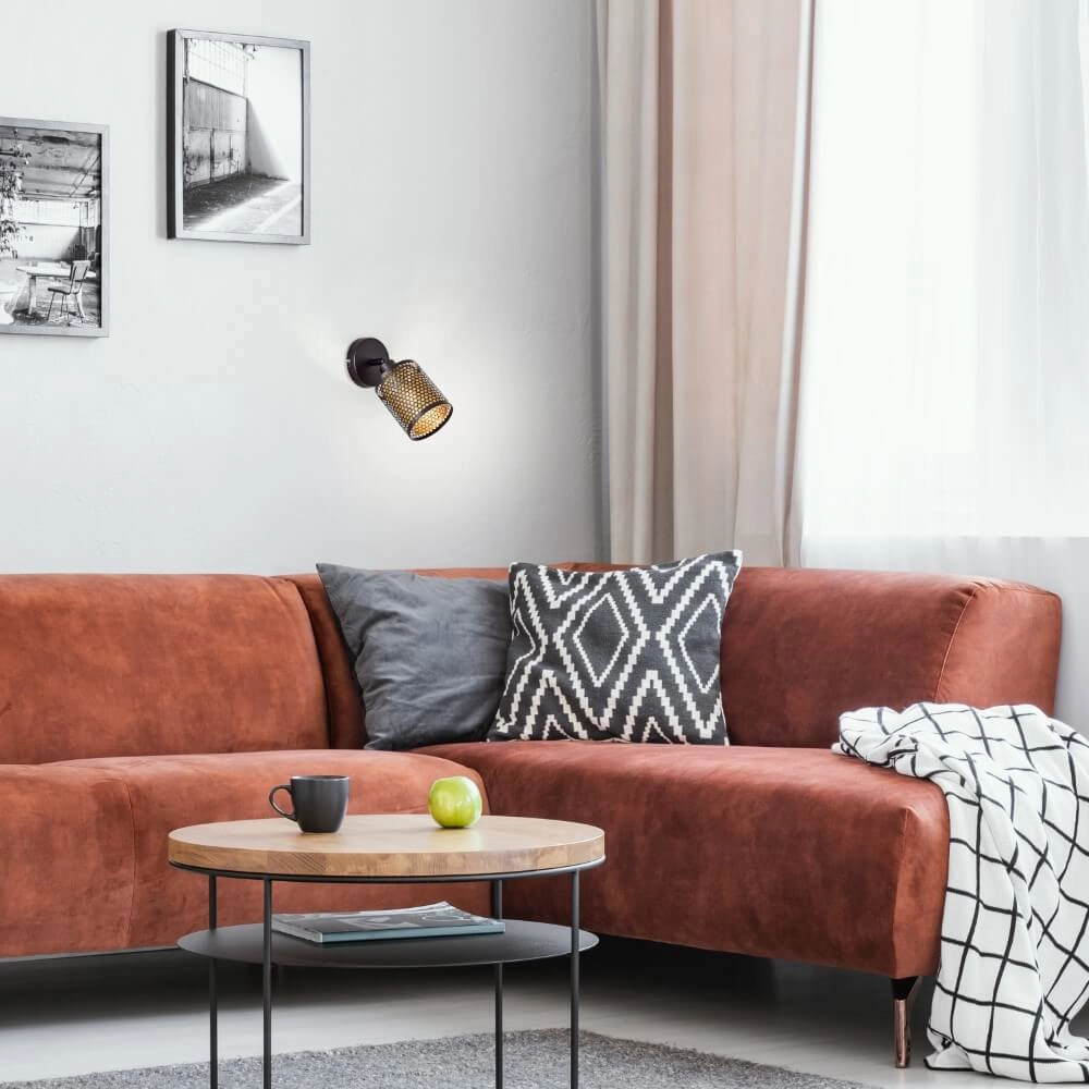 Zwart met gouden wandlamp Cheval Brilliant 4004353424182