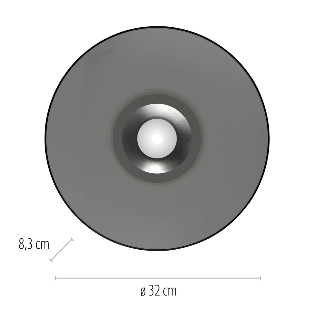 Plafondlamp Pure Moon Ø 32cm - platin met smoke glas Paul Neuhaus 4012248386330