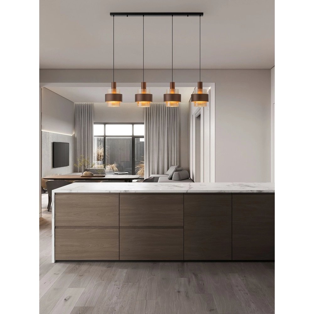 Moderne hanglamp Serena 4-lichts koffie bruin