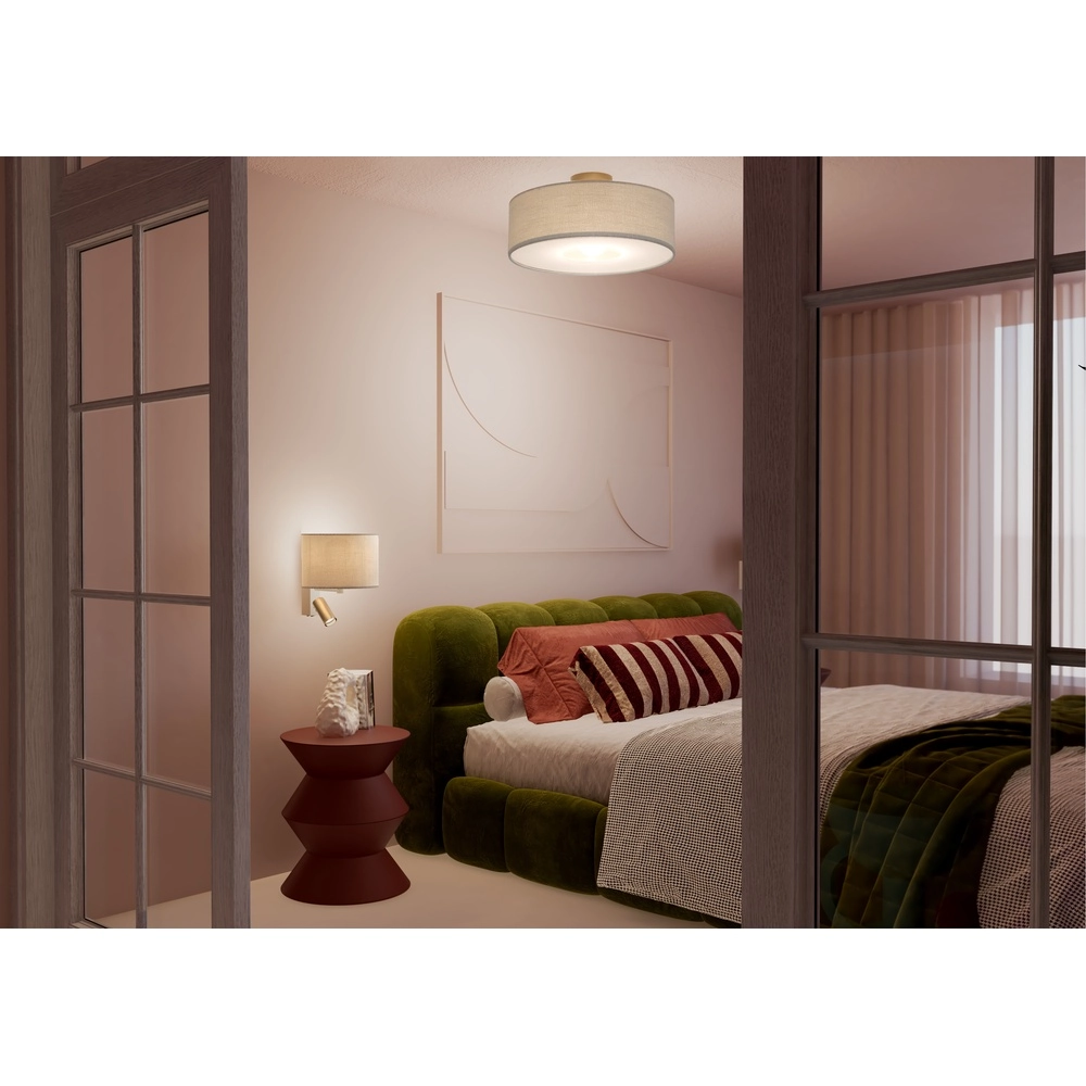Crème wandlamp Santana met schemerlampkap Lyora 5903139116541