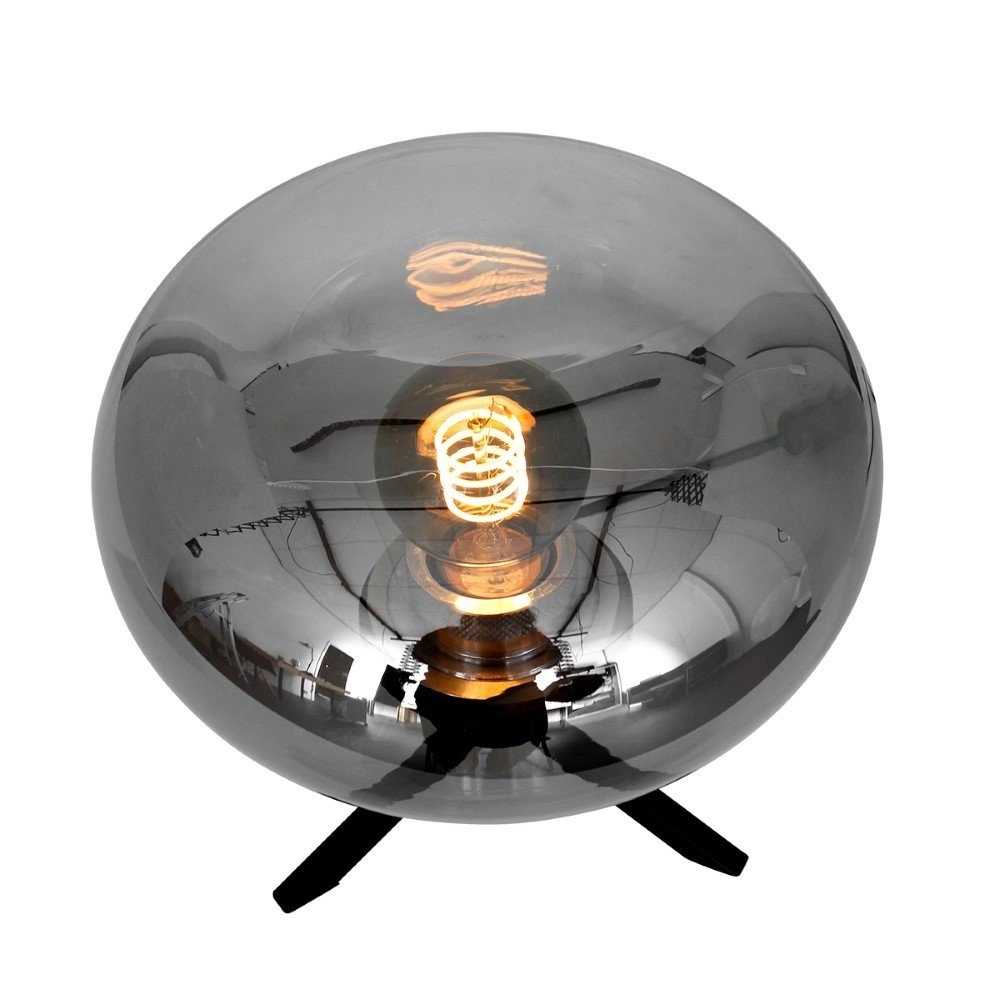 Glazen tafellamp Reflexion 22cm zwart met smoke glas Steinhauer 8712746132601