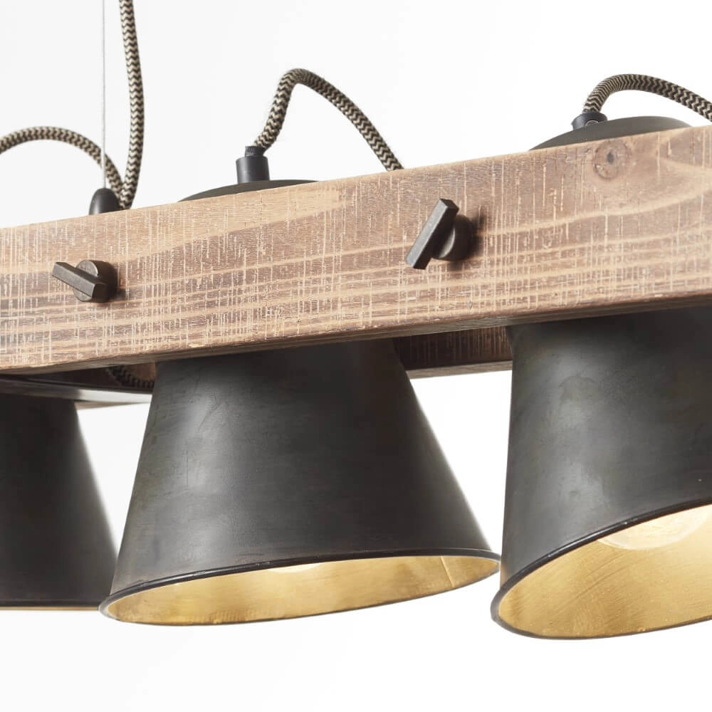 5-lichts hanglamp Decca zwart met bruin Brilliant 4004353361494